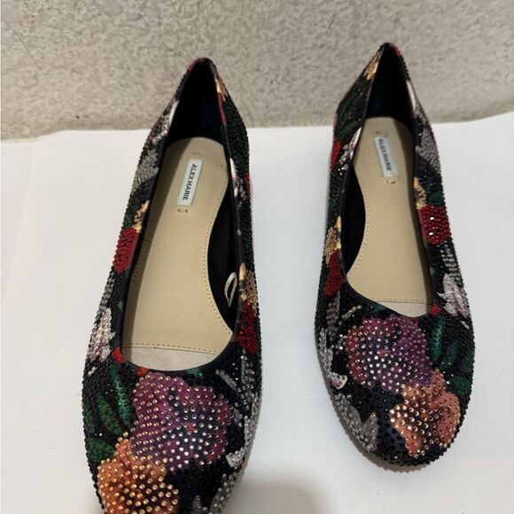 Alex Marie Bevier Elegant Rhinestone Floral Low Block Heel Shoes - Picture 6 of 12
